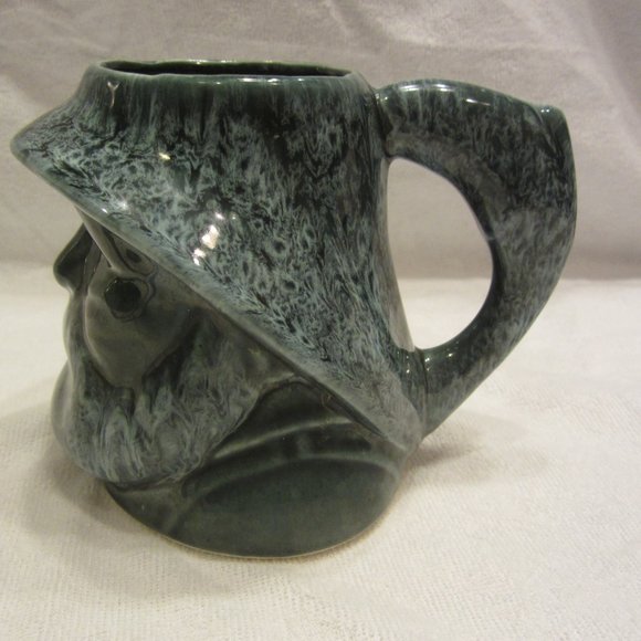 UNIQUE BERMUDA POTTERY VTG 70'S DRIP GLAZE MUG OF FISHERMAN HEAD - Picture 3 of 7